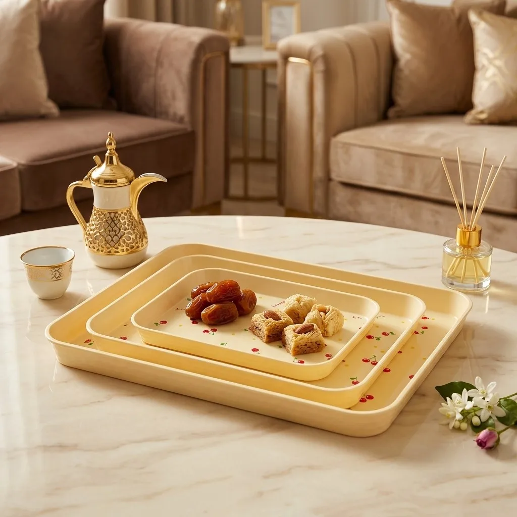 Home Cooking Recipes - Cherry Print Rectangular Plastic Serving Tray